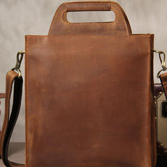 Mens Brown Coffee Handbag Genuine Leather Cool Vintage Shoulder Bag for Men