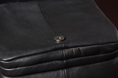 Genuine Leather Mens Black Cool Small Shoulder Bag Messenger Bag Crossbody Bag for Men - imessengerbags