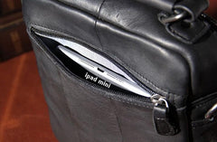 Genuine Leather Mens Black Cool Small Shoulder Bag Messenger Bag Crossbody Bag for Men - imessengerbags