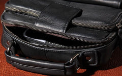 Genuine Leather Mens Black Cool Small Shoulder Bag Messenger Bag Crossbody Bag for Men - imessengerbags