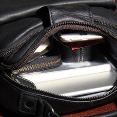 Genuine Leather Mens Black Cool Small Shoulder Bag Messenger Bag Crossbody Bag for Men - imessengerbags
