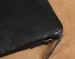 Genuine Leather Mens Clutch Cool Wallet Zipper Clutch Messenger Bag Chest Bag Wristlet Bag Wallet for Men - imessengerbags