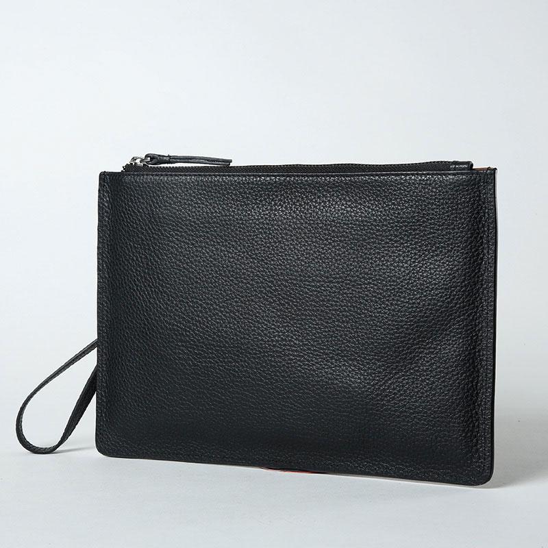 Genuine Leather Mens Clutch Cool Wallet Zipper Clutch Wristlet Bag Wallet for Men