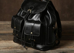 Genuine Leather Mens Cool Backpack Laptop Bag Large Travel Bag Hiking Bag for Men