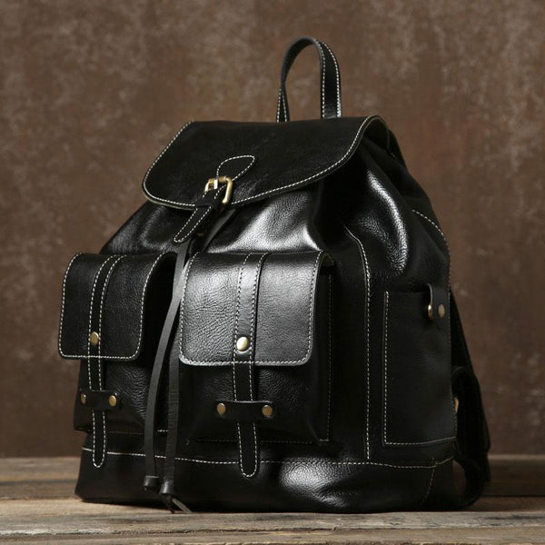 Genuine Leather Mens Cool Backpack Laptop Bag Large Travel Bag Hiking Bag for Men - imessengerbags