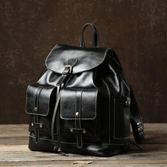 Genuine Leather Mens Cool Backpack Laptop Bag Large Travel Bag Hiking Bag for Men