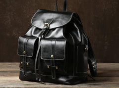 Genuine Leather Mens Cool Backpack Laptop Bag Large Travel Bag Hiking Bag for Men
