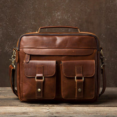 Genuine Leather Mens Cool Messenger Bag Briefcase Work Bag Business Bag Laptop Bag for men - imessengerbags
