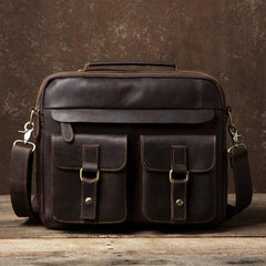 Genuine Leather Mens Cool Messenger Bag Briefcase Work Bag Business Bag Laptop Bag for men - imessengerbags