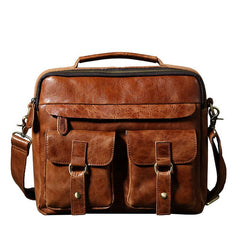 Genuine Leather Mens Cool Messenger Bag Briefcase Work Bag Business Bag Laptop Bag for men - imessengerbags