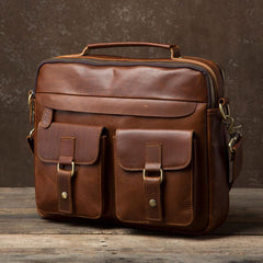 Genuine Leather Mens Cool Messenger Bag Briefcase Work Bag Business Bag Laptop Bag for men - imessengerbags