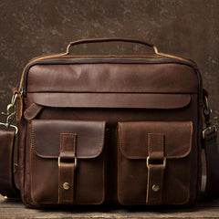 Genuine Leather Mens Cool Messenger Bag Briefcase Work Bag Business Bag Laptop Bag for men - imessengerbags