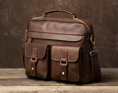 Genuine Leather Mens Cool Messenger Bag Briefcase Work Bag Business Bag Laptop Bag for men - imessengerbags