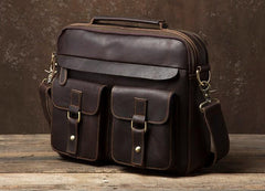 Genuine Leather Mens Cool Messenger Bag Briefcase Work Bag Business Bag Laptop Bag for men - imessengerbags