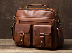Genuine Leather Mens Cool Messenger Bag Briefcase Work Bag Business Bag Laptop Bag for men - imessengerbags