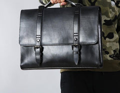 Genuine Leather Mens Cool Messenger Bag Large Briefcase Work Bag Business Bag Laptop Bag for men