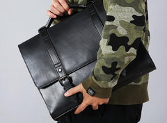 Genuine Leather Mens Cool Messenger Bag Large Briefcase Work Bag Business Bag Laptop Bag for men