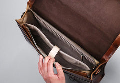 Genuine Leather Mens Cool Messenger Bag Large Briefcase Work Bag Business Bag Laptop Bag for men