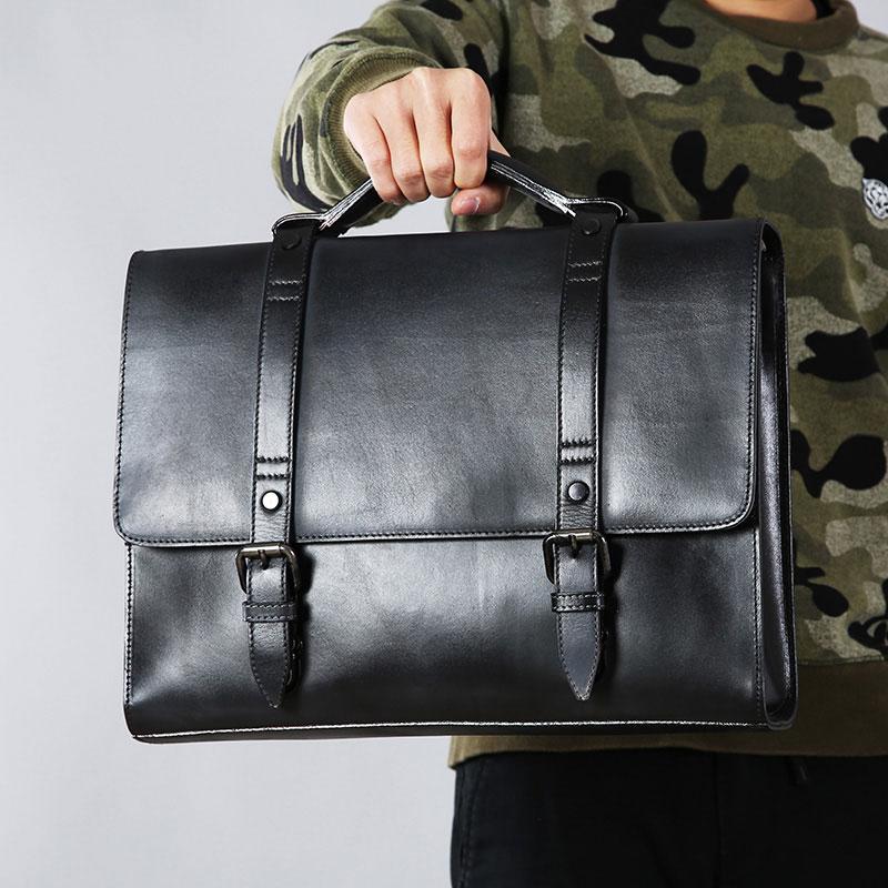 Genuine Leather Mens Cool Messenger Bag Large Briefcase Work Bag Business Bag Laptop Bag for men