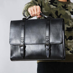 Genuine Leather Mens Cool Messenger Bag Large Briefcase Work Bag Business Bag Laptop Bag for men