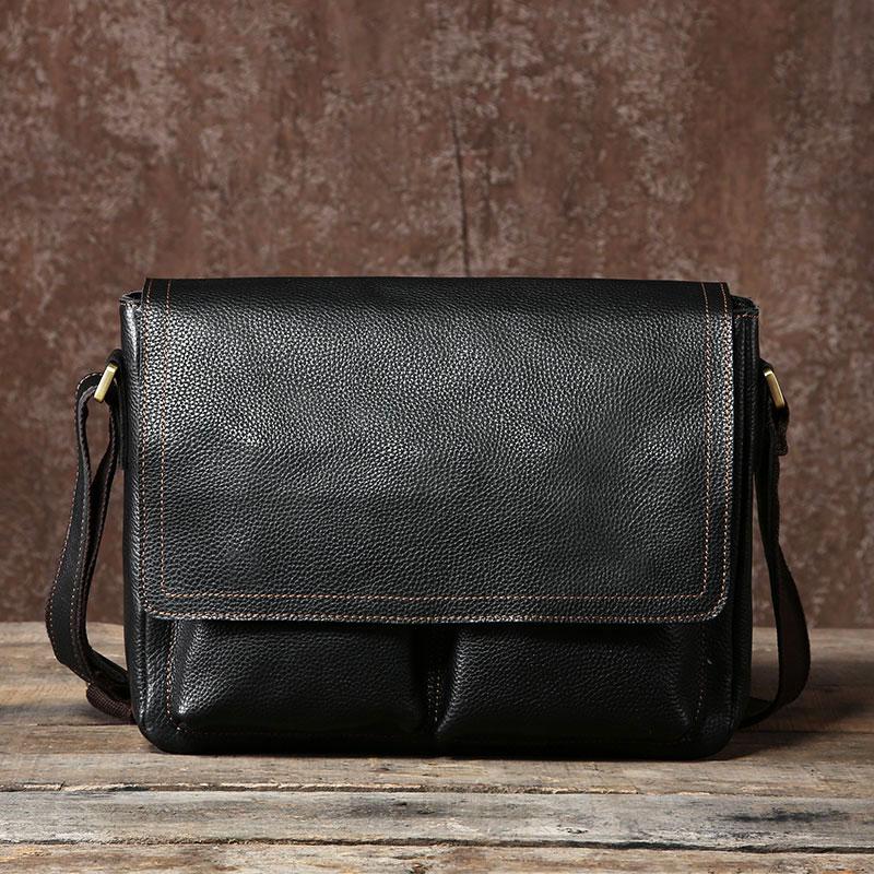 Genuine Leather Mens Cool Shoulder Bag Messenger Bag Chest Bag Bike Bag Cycling Bag for men
