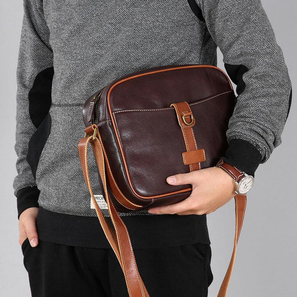 Genuine Leather Mens Cool Shoulder Bag Messenger Bag Chest Bag Bike Bag Cycling Bag for men - imessengerbags
