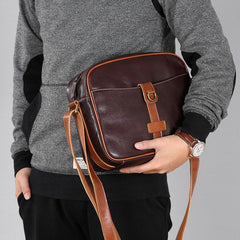 Genuine Leather Mens Cool Shoulder Bag Messenger Bag Chest Bag Bike Bag Cycling Bag for men