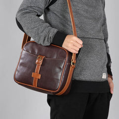 Genuine Leather Mens Cool Shoulder Bag Messenger Bag Chest Bag Bike Bag Cycling Bag for men