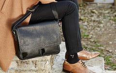 Genuine Leather Mens Cool Shoulder Bag Messenger Bag Chest Bag Bike Bag Cycling Bag for men