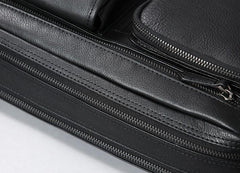Genuine Leather Mens Cool Black Small Shoulder Bag Messenger Bag Bike Bag Cycling Bag for men - imessengerbags