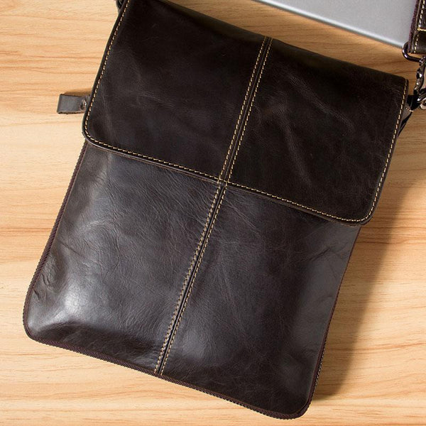 Genuine Leather Mens Cool Small Shoulder Bag Purse Messenger Bag Crossbody Bag for Men - imessengerbags