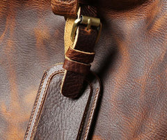 Genuine Leather Mens Large Brown Travel Bag Cool Duffle Bag Shoulder Bag Weekender Bag for Men - imessengerbags