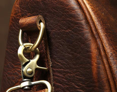 Genuine Leather Mens Large Brown Travel Bag Cool Duffle Bag Shoulder Bag Weekender Bag for Men - imessengerbags
