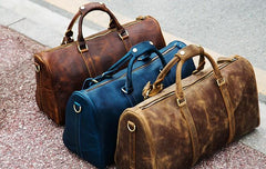 Genuine Leather Mens Large Brown Travel Bag Cool Duffle Bag Shoulder Bag Weekender Bag for Men - imessengerbags