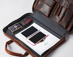 Genuine Leather Mens Large Travel Bag Cool Messenger Bag Shoulder Bag Laptop Bag Briefcase Weekender Bag for Men