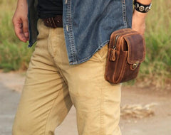 Leather Belt Pouch Mens Small Cases Waist Bag Hip Pack Belt Bag Fanny Pack Bumbag for Men - imessengerbags