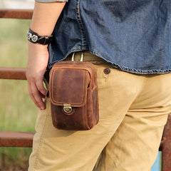 Leather Belt Pouch Mens Small Cases Waist Bag Hip Pack Belt Bag Fanny Pack Bumbag for Men - imessengerbags