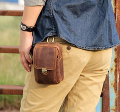 Leather Belt Pouch Mens Small Cases Waist Bag Hip Pack Belt Bag Fanny Pack Bumbag for Men - imessengerbags