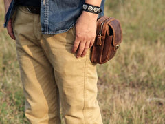 Leather Belt Pouch Mens Small Cases Waist Bag Hip Pack Belt Bag Fanny Pack Bumbag for Men - imessengerbags