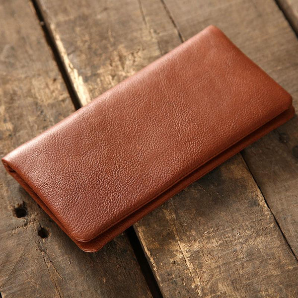 Genuine Leather Mens Soft Cool Long Leather Wallet Men Card Wallet Bifold for Men - imessengerbags