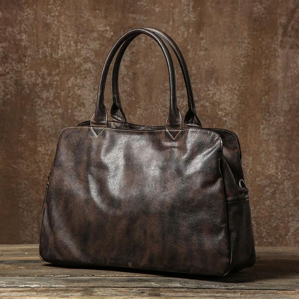 Genuine Leather Mens Travel Bag Cool Messenger Bag Shoulder Bag Handbag Weekender Bag for Men - imessengerbags