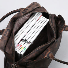 Genuine Leather Mens Travel Bag Cool Messenger Bag Shoulder Bag Handbag Weekender Bag for Men - imessengerbags