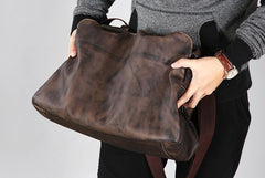 Genuine Leather Mens Travel Bag Cool Messenger Bag Shoulder Bag Handbag Weekender Bag for Men - imessengerbags