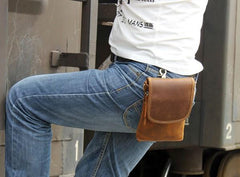Leather Belt Pouch Mens Small Cases Waist Bag Hip Pack Belt Bag Fanny Pack Bumbag for Men