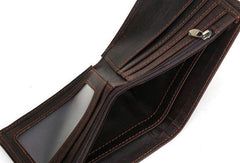 Genuine Leather Mens Wallet Cool billfold Slim Bifold Wallet Card Wallet Purse for Mens - imessengerbags