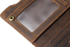 Leather Long wallets for Men Wallet Vintage Zipper Credit Cards Wallet for Men Bifold