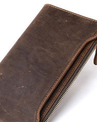Leather Long wallets for Men Wallet Vintage Zipper Credit Cards Wallet for Men Bifold