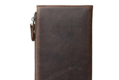 Leather Long wallets for Men Wallet Vintage Zipper Credit Cards Wallet for Men Bifold