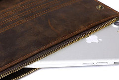 Leather Long wallets for Men Wallet Vintage Zipper Credit Cards Wallet for Men Bifold