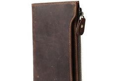 Leather Long wallets for Men Wallet Vintage Zipper Credit Cards Wallet for Men Bifold